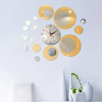 2019 Hot Salg Stue Dekoration Stor Mekanisk Akryl 3D-vægur Moderne Design Luksus spejl Wall Stickers Ure Ure