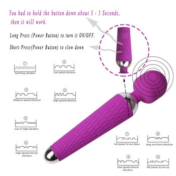 AV-Stick Vibrator 15 Speed USB-Genopladelige Vibratorer Vibrerende Massageapparat Magic Wand Voksen Sex Legetøj til Kvinde Sex Produkter PY504
