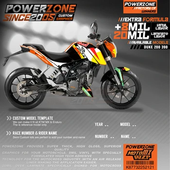 PowerZone Custom Team Grafik Baggrunde Decals 3M Klistermærker Kit Til KTM 200 DUKE 390 2011-2016 2017-2019 121