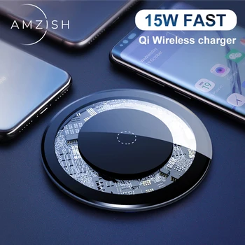 Amzish 15W Hurtigt QI Trådløse Oplader Til iPhone 8 Plus X XR XS Antal Synlige Trådløs Opladning Pad Til Samsung S9 S10 Plus Note 9 8