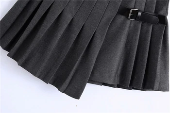Streetwear Kvinder Plisserede Nederdele 2020 Fashion Damer Læder-Knappen Nederdel Vintage Kvindelige Elegant Mini Nederdel Piger Smart Nederdel
