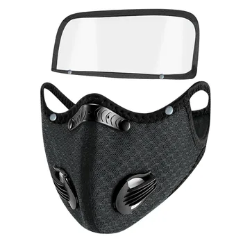 Cykling ansigtsmaske Støv Med 5Filters Halve Ansigt Genanvendelige Støvtæt Respirator Cykel Åndedrætsværn Maske Med Aftagelig Øjne Skjold
