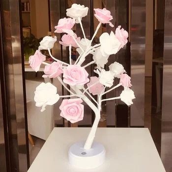 24 LED USB Rose flower Tree Lys bordlamper Nat lys til Hjemmet Indendørs Soveværelse bryllupsfest Bar Dekoration