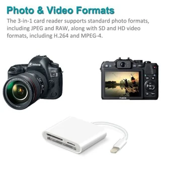 SD-TF CF-Kortlæser Digital Kamera Kit Kompatibel OTG Data Kabel Behøver ikke at APP Til Apple iPhone iPad Mini / Pro Air iOS-Lyn