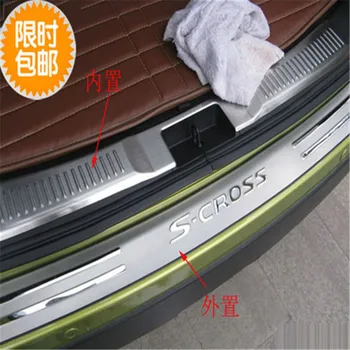 Rustfrit stål bagpanel Kofanger Beskytter vindueskarm Kuffert Træde Plade Trim Bil Styling for Suzuki S-CROSS 2013-2019