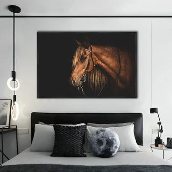 HD dyr lærred maleri sort hvid hest væg udskrivning af kunst engros dekoration vægmaleri til seng ingen ramme