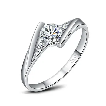 Mode Micro Cubic Zirconia med Hvid Krystal Finger Ringe 925 sterling-sølv-smykker til Kvinder, Piger Part