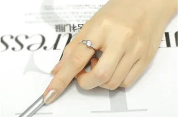 Mode Micro Cubic Zirconia med Hvid Krystal Finger Ringe 925 sterling-sølv-smykker til Kvinder, Piger Part