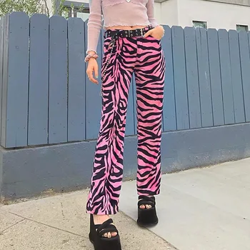 Foråret Falder Zebra Print Joggere Lige Bukser Kvinder er Høj Talje Blusset Brede Ben Bukser Harajuku Korea Streetwear Lange Bukser