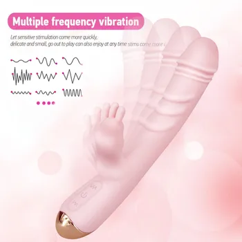 Dobbelt Vibrator-G-spot Kanin sexlegetøj til Kvinde Onani Klitoris Stimulator Dildoer Vandtæt USB-sexlegetøj til Voksne