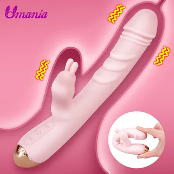 Dobbelt Vibrator-G-spot Kanin sexlegetøj til Kvinde Onani Klitoris Stimulator Dildoer Vandtæt USB-sexlegetøj til Voksne