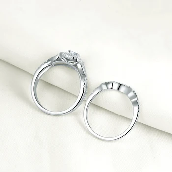 Newshe 2 Stk 925 Sterling Sølv vielsesringe For Kvinder Engagement Ring Brude Sæt Klassiske Smykker AAA Cubic Zircons QR4420