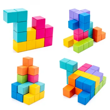 Nye Børn, Træ-Cube 3D bygningsmodel 60 Niveauer Plads Logisk Tænkning Uddannelse Legetøj Montessori Børnehave Puslespil Gave
