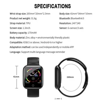 I5plus Smarte Ure Vandtæt Sport for iphone Xiaomi Smartwatch pulsmåler Blodtryk Funktioner Til Kvinder, Mænd