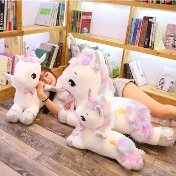 1pc 30-80 CM Stor Størrelse Søde piger Lyver Unicorn Plys Legetøj Dejlige Fyldte Bløde Unicorn Hest Pude til Børn, Baby Sove Pude