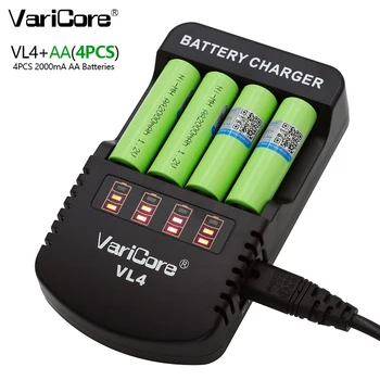 6STK VariCore AA 2000mah 1,2 V NiMH-batterier for robot-fjernbetjening legetøj medicinsk udstyr produkter+VariCore VL4 Oplader