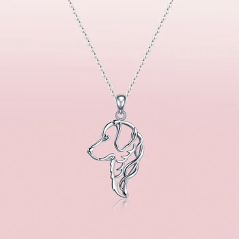 Xiaojing 925 Sterling Sølv Kæde, Vedhæng Golden Retriever Halskæde med Søde Hund Halskæder for Mode Smykker til Kvinder Gaver