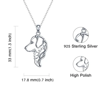 Xiaojing 925 Sterling Sølv Kæde, Vedhæng Golden Retriever Halskæde med Søde Hund Halskæder for Mode Smykker til Kvinder Gaver