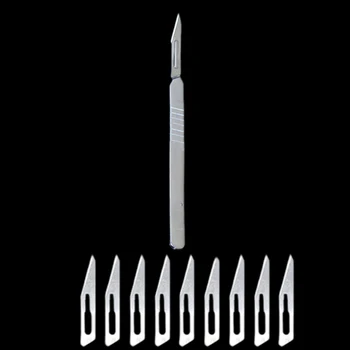 1 Sæt 10 pc 23# Carbon Stål Kirurgisk Skalpel Knive + 1stk 4# Skalpel Håndtag DIY Skærende Værktøj PCB Reparation