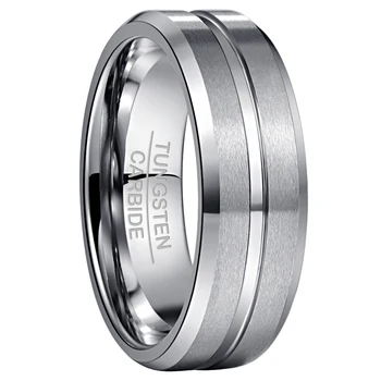 8mm Wolframcarbid Ringe Facet Groove Stål, Matteret Overflade Bryllup Band Mænds Ring Wolfram Stål Ring Comfort Fit