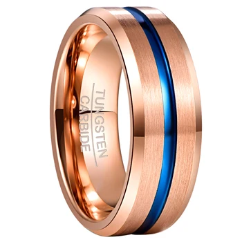 8mm Wolframcarbid Ringe Facet Groove Stål, Matteret Overflade Bryllup Band Mænds Ring Wolfram Stål Ring Comfort Fit