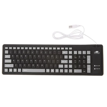 Foldbar Vandtæt Tastatur USB-Kablet Tastatur 103 Centrale Blød Silikone Keyboard
