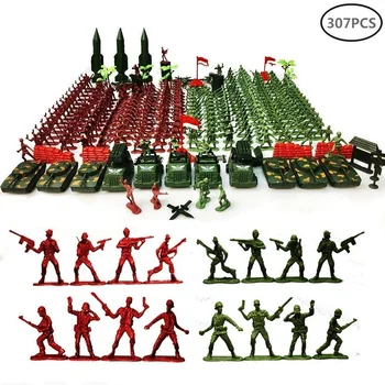 Spand 307 brikker / komponent plastik borgerkrig mænds toy soldiers kombineret action Figur opbevaringsrum skabelon håndtaske