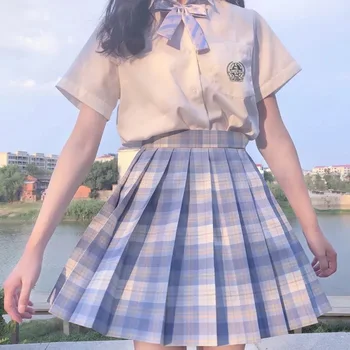 Japansk Skole Kjole JK Uniformer matroskrave Cosplay Shirt Plisseret Nederdel Uafgjort 3-Pc ' School Uniform For Piger Studerende Animationsfilm Sæt