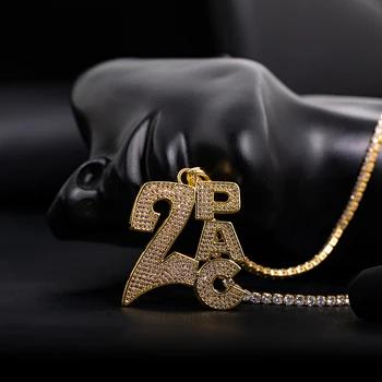 2PAC Halskæde Star Smykker til Mænd Hip Hop Kæde Kobber Materiale Med Iced Out Bling AAA Cubic Zircon