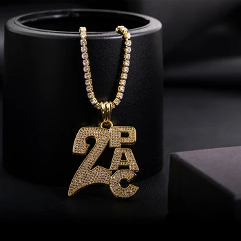 2PAC Halskæde Star Smykker til Mænd Hip Hop Kæde Kobber Materiale Med Iced Out Bling AAA Cubic Zircon