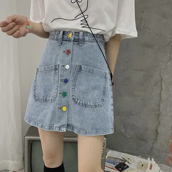 NiceMix koreansk tøj Mini Nederdele plus size tøj Høj Talje a-linje faldas mujer moda 2020 nye sommer kawai Denim