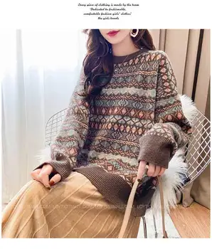 New Hong Kong Style Retro Trøje Schoolgirl Koreanske Løs Vinter Doven Vind Plus Size Sweater Tidevandet