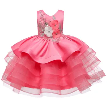 Girl party dress børn formel aften kjole tutu prinsesse rød blomst Jul tøj til børn tøj 2-10 år baby tøj