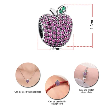 ELESHE 925 Sterling Sølv Perler Pink Krystal Klare CZ Apple Charms passer Oprindelige Armbånd Halskæde Kvinder Smykker Bijoux Gave