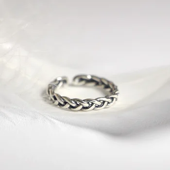 Elegant Kvalitet 925-Ringe, Justerbar Mode Twisted Open Ring S925 Sterling Sølv Ring for Kvinder Sølv 925 Smykker