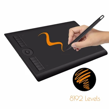 GAOMON M10K 2018 Version - 8192 Pres, Batteri-Gratis Pen Digital Skriftligt Bred til Tegning Papir Tablet med To Finger Handske