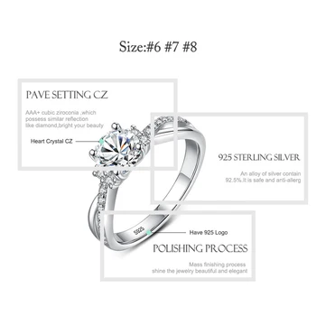 Mode Bølge Ring Bryllup Engagement Smykker Gave Ægte 925 Sterling Sølv Med Blændende Krystal CZ Ring For Kvinder
