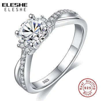 Mode Bølge Ring Bryllup Engagement Smykker Gave Ægte 925 Sterling Sølv Med Blændende Krystal CZ Ring For Kvinder
