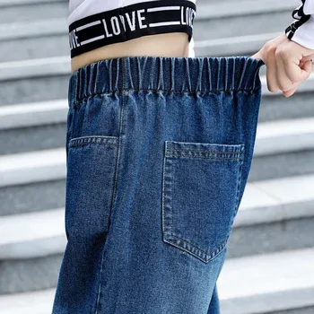 Print Straight Jeans Kvinder Løs Høj Talje Bred Ben Slim Denim Bukser Denim Bukser Casual Lynlås Pocket Denim Bukser