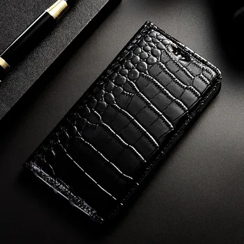 Krokodille Ægte Læder Case Til iPhone 11 12 Pro Max 12 mini 5 5s se 6 6s 7 8 Plus X XR XS Antal Business-Flip Cover Tilfælde