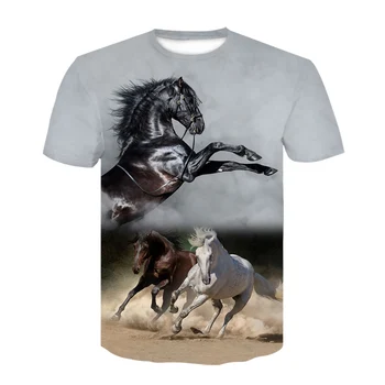 Sommeren Nye O-hals Iført en blomst hovedbøjle Hest T-shirt 3d-Mode T-Shirt dyre tøj Mænd Kvinder i Stor størrelse Tshirt dropship