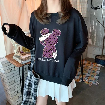 Leopard mus Print Kvinder Hættetrøjer Harajuku Bomuld Casual Sjove trøjer Til Dame hoodies Hipster 7 Farve sweatshirts