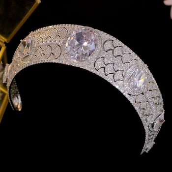 ASNORA Luksus Vintage Zirkonia Prinsesse Eugenie Tiara Brud Kongelige Smykker Crown Hovedbøjle Bryllup Hår Tilbehør