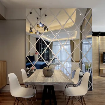 Akryl spejl dekoration klistermærker stue, soveværelse, TV, sofa baggrund Diamant fri kombination med wall stickers