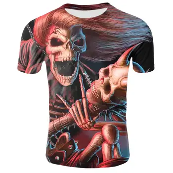 Ray Skull T-shirt til Mænd Sort T-shirt, Mænds Casual 3D Print, Rund Hals Korte Ærmer Sommer Top T-shirt