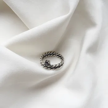 LouLeur Mode 925 Sterling Sølv Ring Justerbar Zircon Ringe Til Mode Enkel Kvinder Åbnet Ring I Sølv 925 Smykker