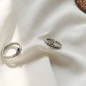 LouLeur Mode 925 Sterling Sølv Ring Justerbar Zircon Ringe Til Mode Enkel Kvinder Åbnet Ring I Sølv 925 Smykker