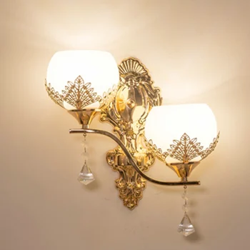 Nordisk Led væglampe Europæisk Stil Guld Glas væglampe Soveværelse Stue Lamper Korridor Trapper Midtergangen Lys boligindretning