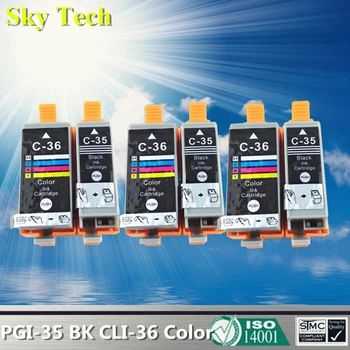 6X PGI35 CLI36 Kompatible Blækpatroner Til Canon PGI-35 CLI-36 Til Canon IP100B IP100 mini260 mini320 / IP100 Med Batteri