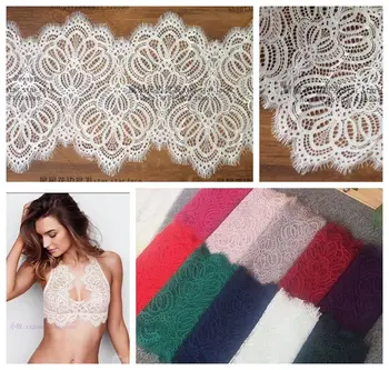 3M/masse kvalitet franske Eyelash Lace Stof DIY Dekorative Soft Off Lace Trim Dress Stof Undertøj, bh, blonder triming tekstil